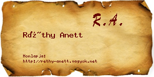 Réthy Anett névjegykártya